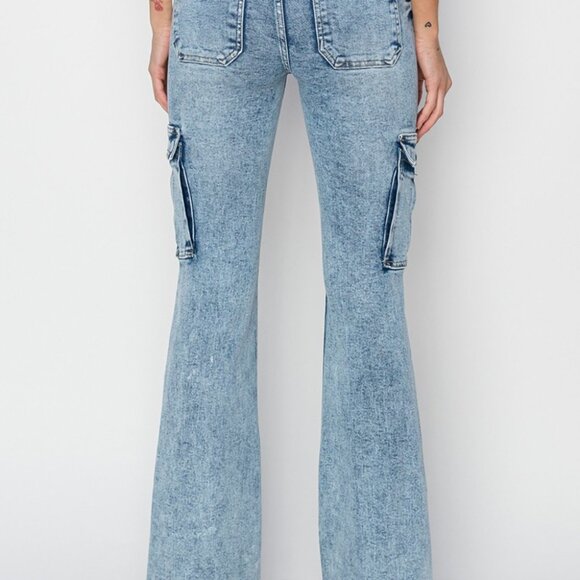 RISEN Full Size High Rise Cargo Flare Jeans – Trendy, Comfortable, and Versatile - Picture 7 of 15